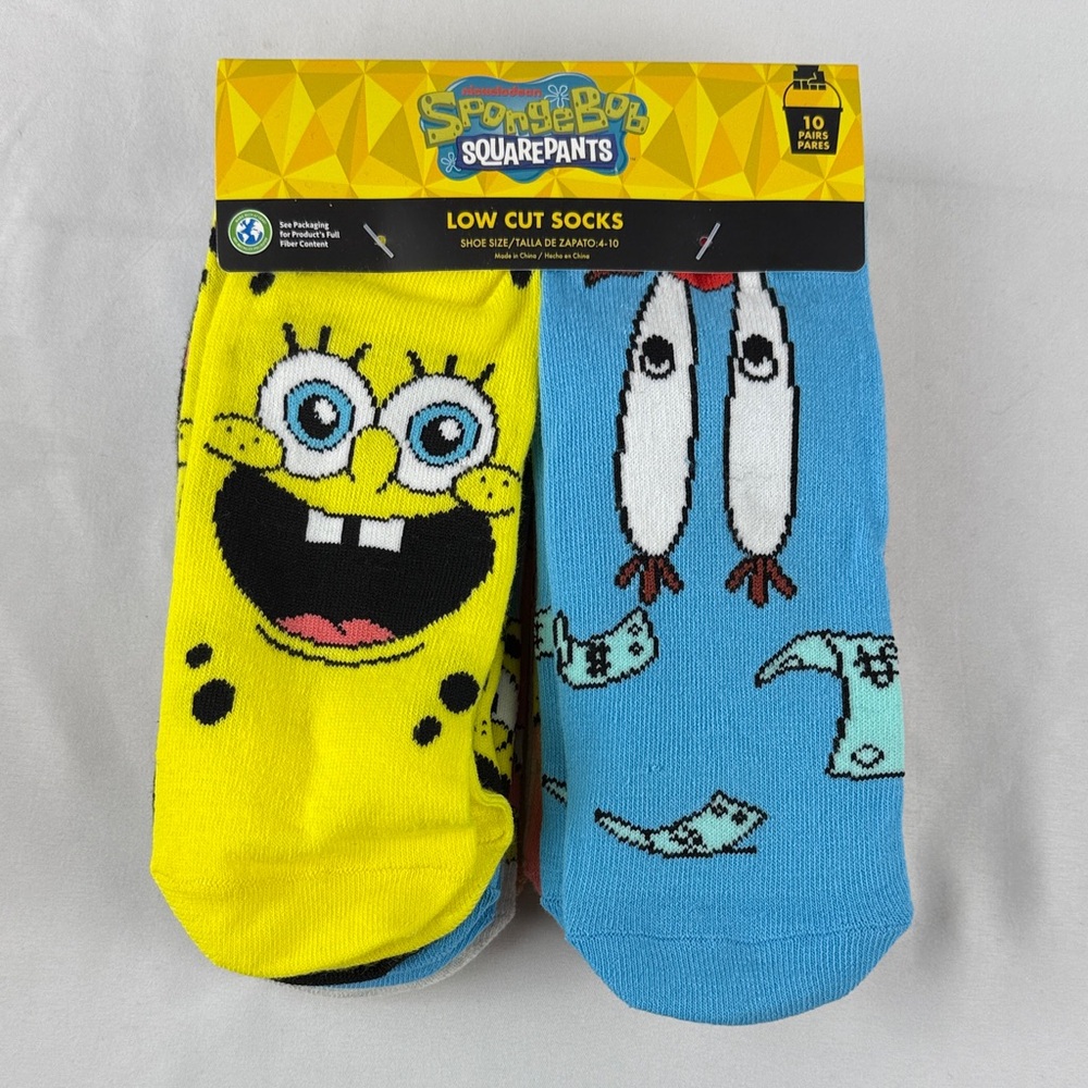 NWT SpongeBob SquarePants 10 Pack Unisex Socks